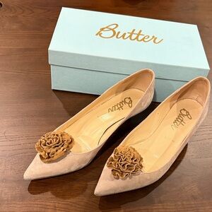 Butter Women's Nude/Taupe Suede Heels